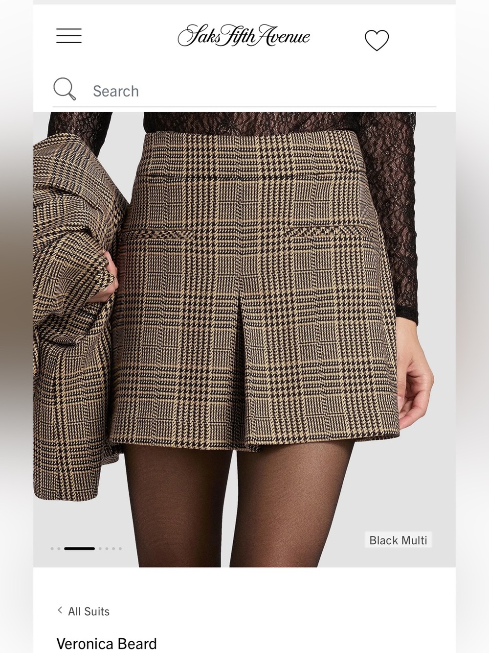 New! Veronica Beard Pavaline check Mini Skirt